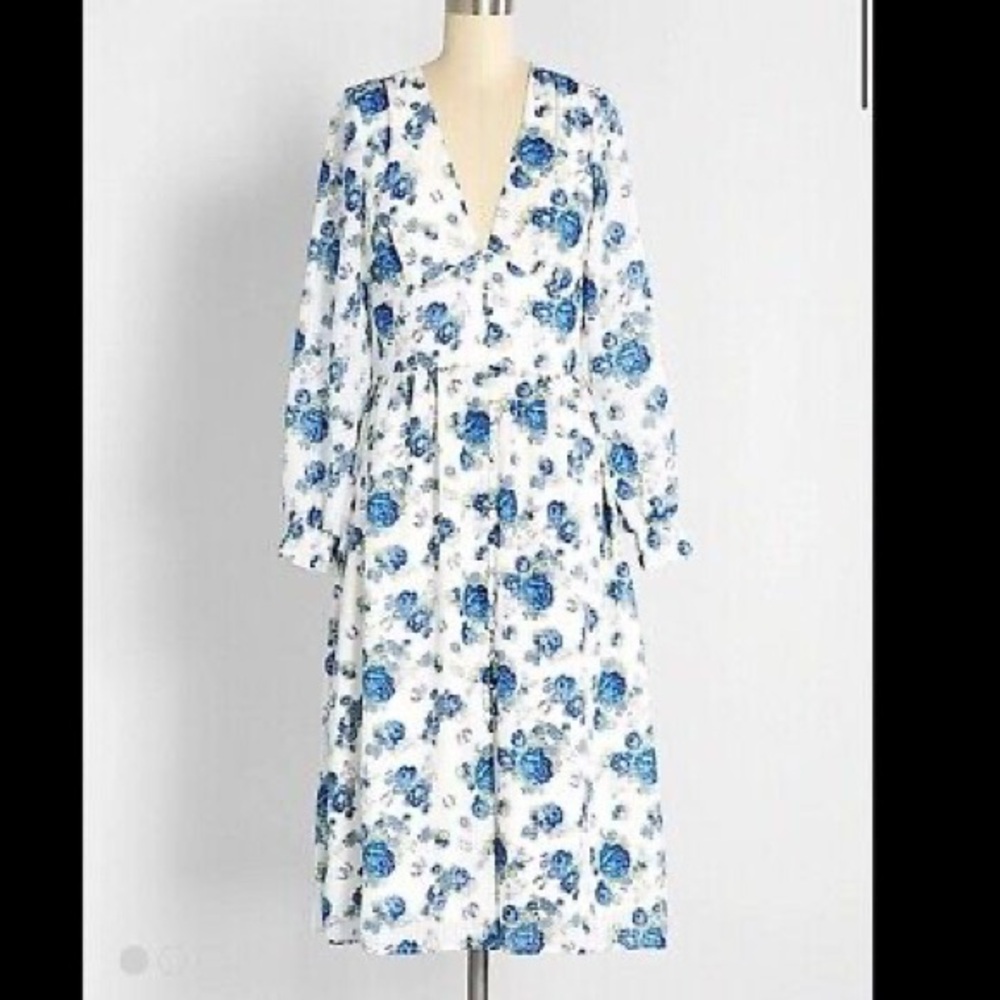 ModCloth Howdy Petal Partner Midi Button-Up Dress